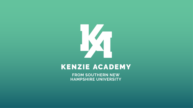 Full-stack web development video thumbnail with Kenzie Academy logo