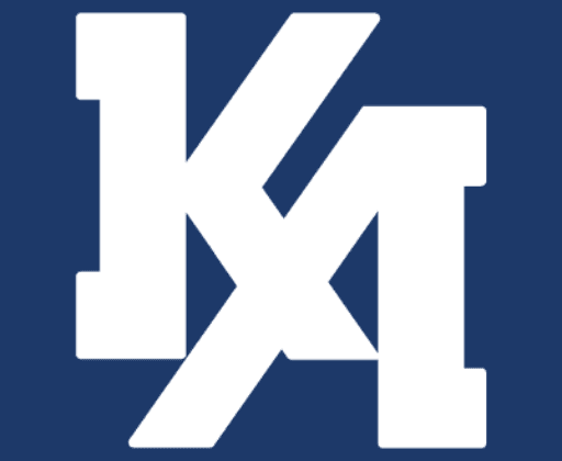 White KA letters on navy blue background for Kenzie Academy logo.