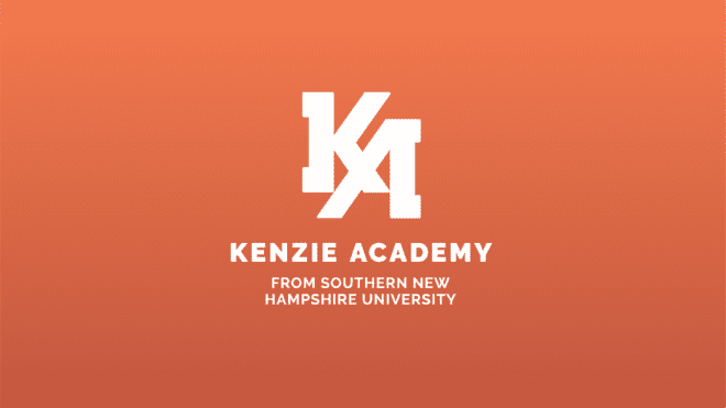 Kenzie Academy Orange Video Cover Image with Logo for Software Engineering Certificate Program